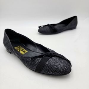 Salvatore Ferragamo Raffia Black Ballet Flats EUC 8.5
